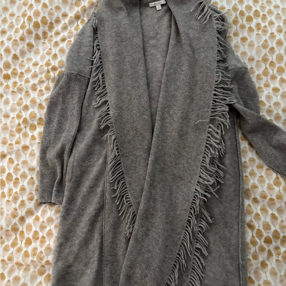 Ella Moss Charcoal Fringe Cardigan